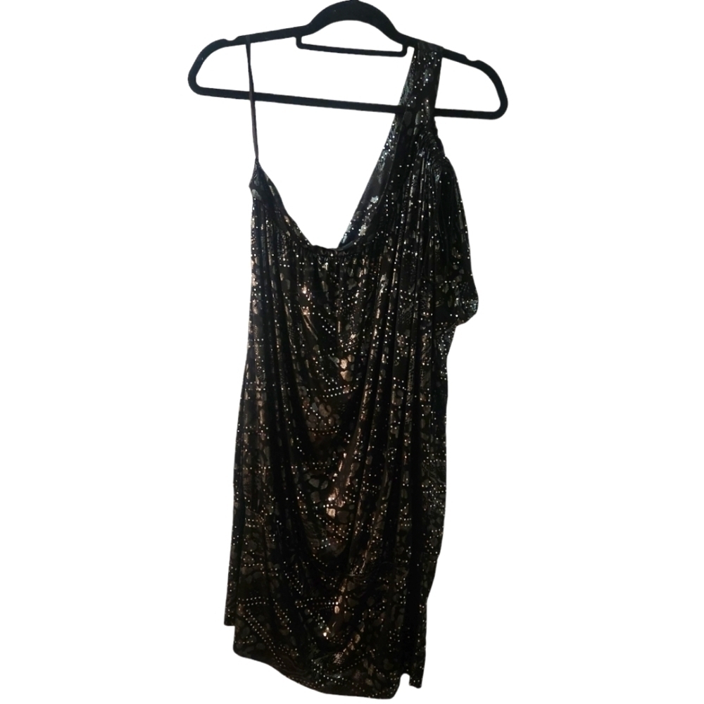 Taboo one shoulder black and sequin shirt